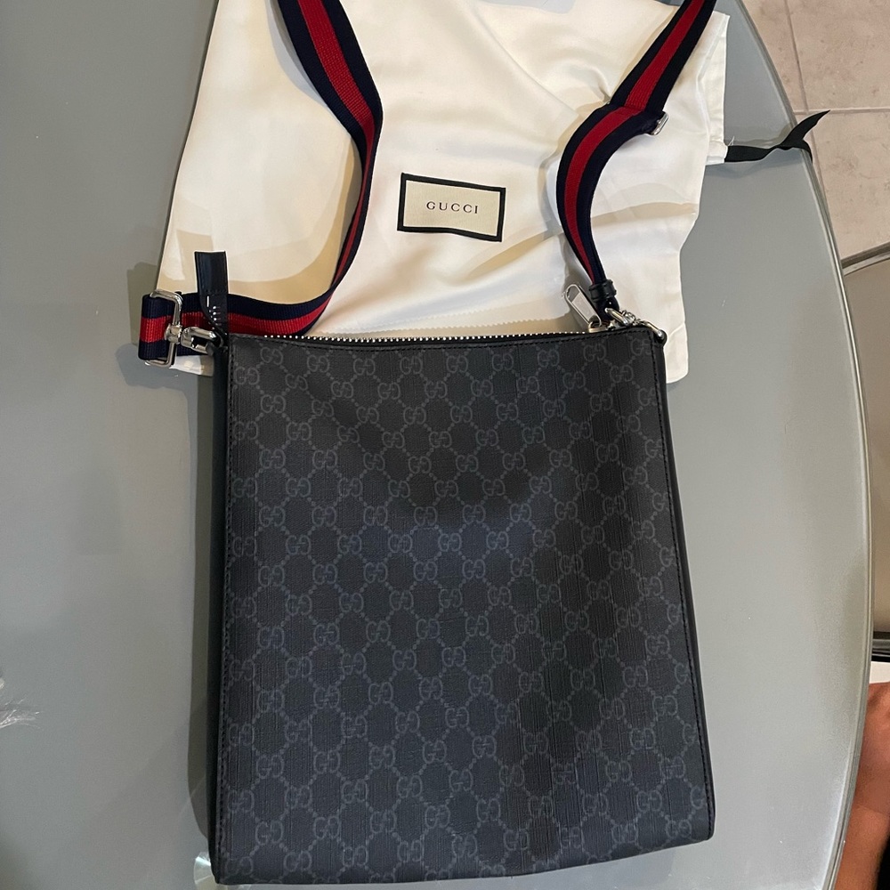 GG Black Messenger Bag - Mens